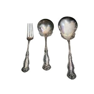 Vintage Set of Three Rogers & Son/ Bro Pat 09 AI Ladle & Fork Silver Plated